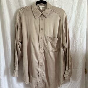 H&M Satin Button Down Shirt Relaxed Fit